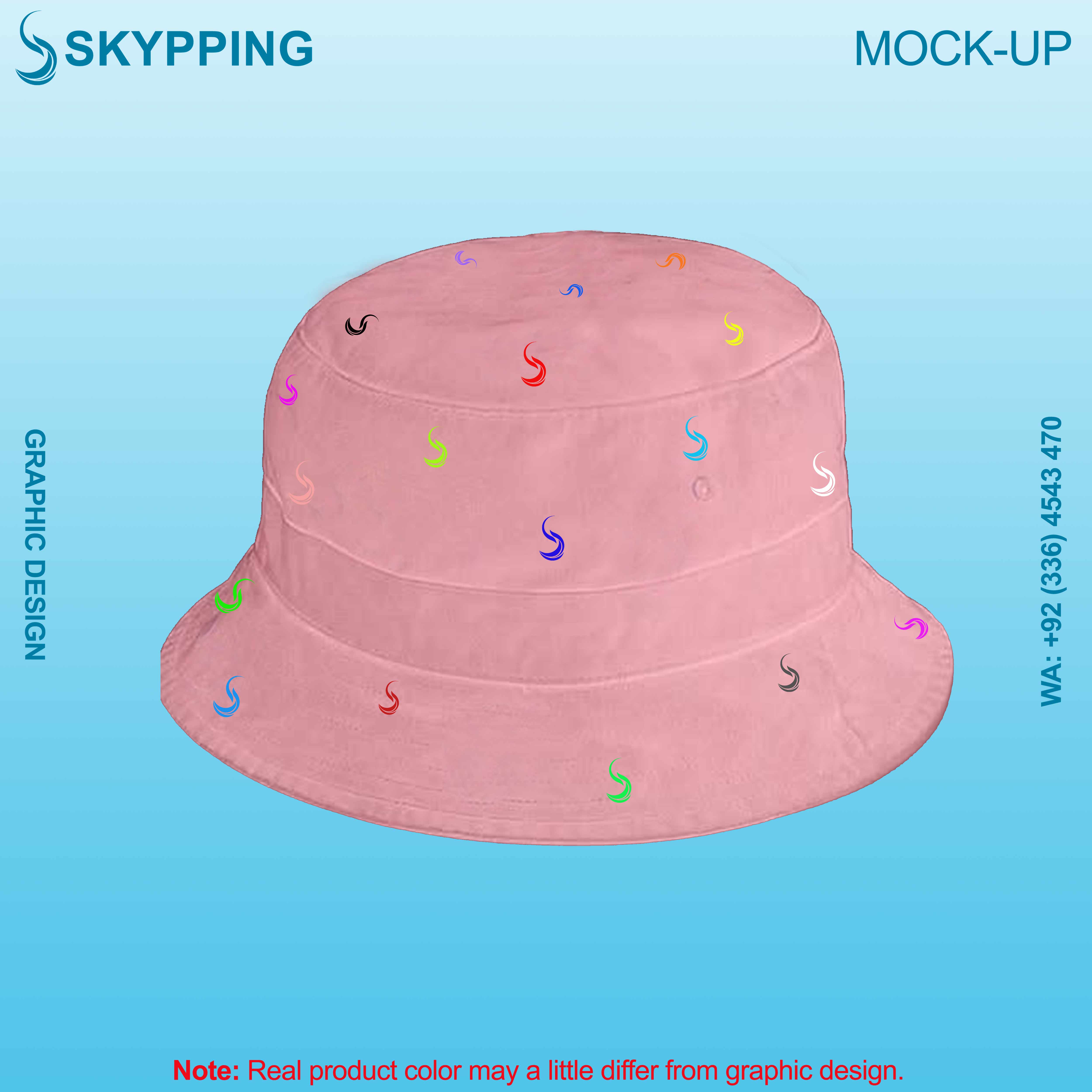 Bucket Hat - Boonie Hat with multiple colored logo in embroidery with denim fabric